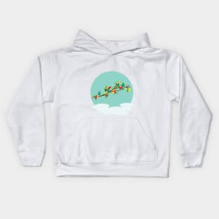 BLUE BIRDS ON A BRANCH Kids Hoodie